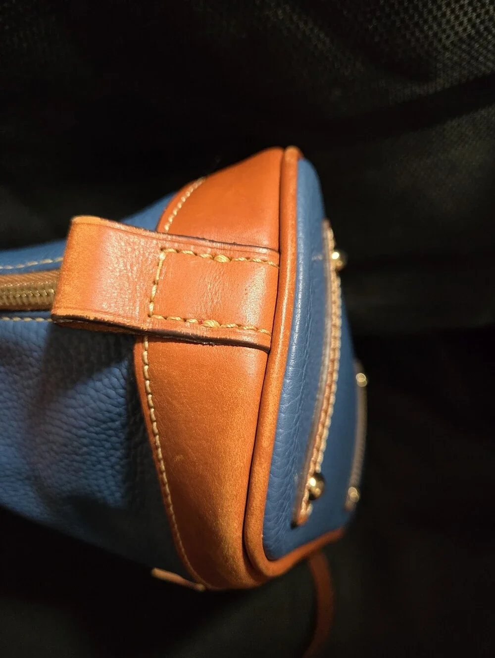 Dooney & Bourke Blue Leather Zip Zip Satchel EUC